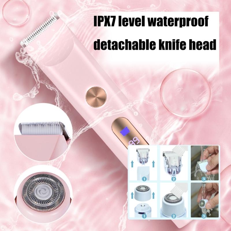 Women's Rechargeable Body Groomer Ceramic Heads LCD Screen Display Waterproof Design For Sensitive Skin Care