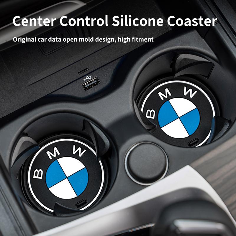 2PCS Car Coasters For BMW 5 Series G30 F10 G32 G20 G05 G01 G02 F20 F30 Silicone Cup Holder Coaster Center Console Accessories