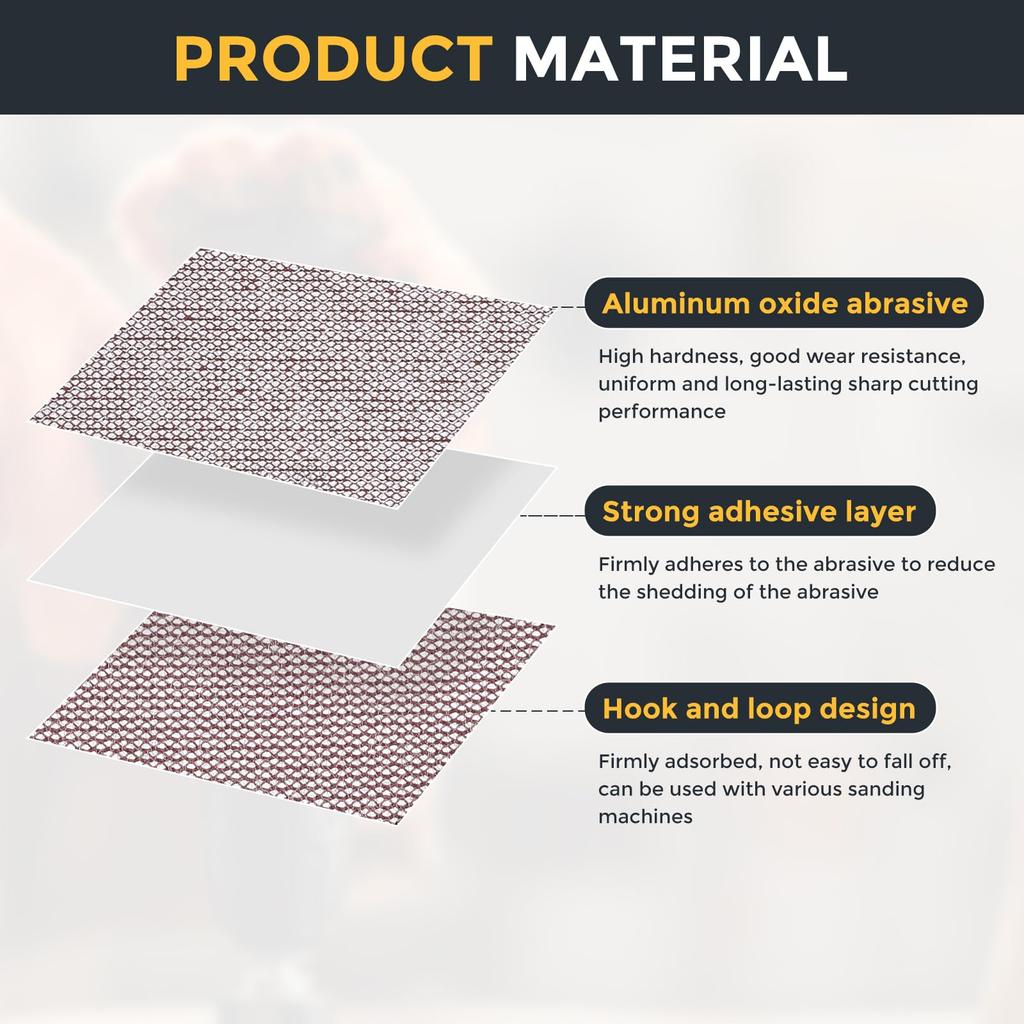 Uxcell Mesh Sanding 25 80 Grit Drywall Sandpaper Hook and Loop Sander Pad for Drywall Putty Floors 9" Discs, Pieces, Dust-Free