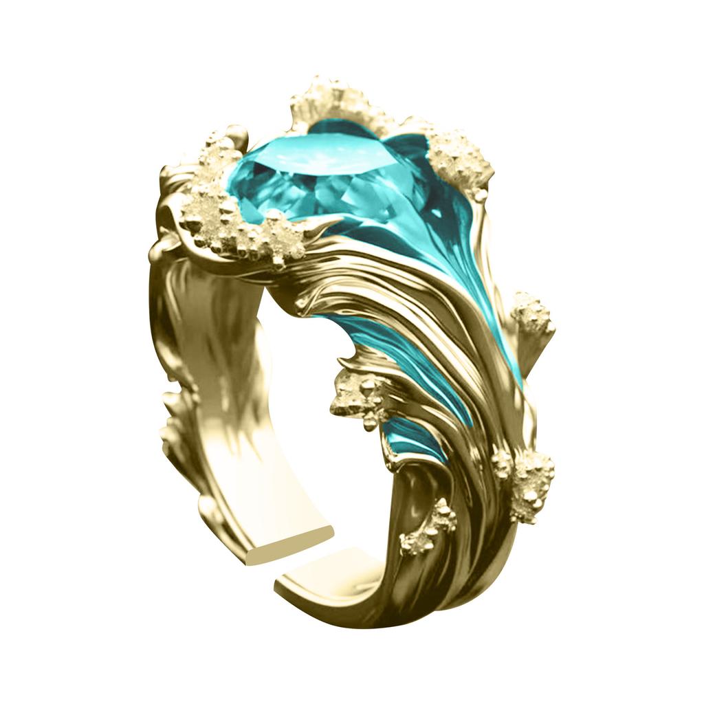 Heartbeat Of The Sea Wave Ring Open Ring, Love Gift, Surprise Gift, Men's And Women's Ring