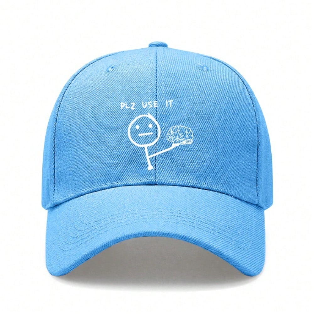 [Humorous Baseball Cap] Funny Letter "PLZ USE IT" Print Polyester Adjustable Breathable Casual Outdoor Sports Baseball Hat For Men Women