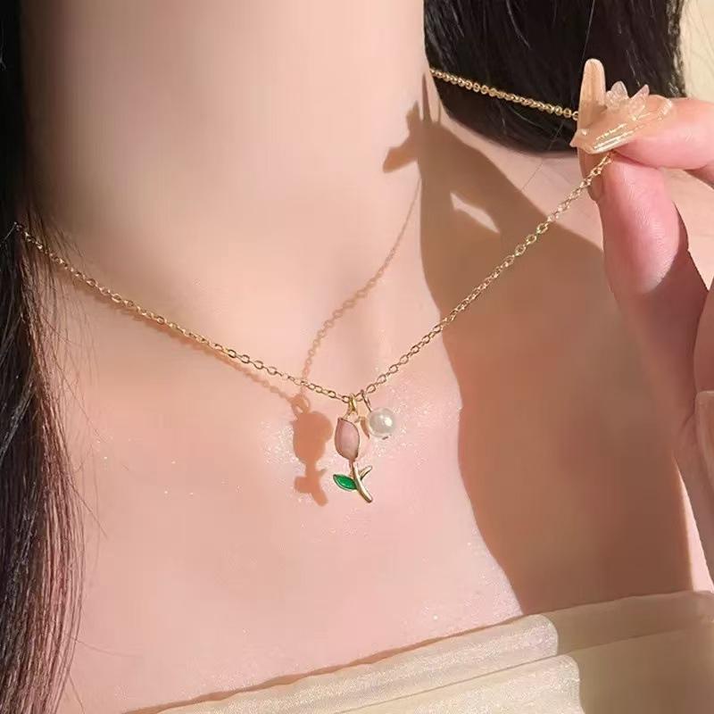 Aquamarine five-piece design necklace moonstone light luxury versatile neck chain collarbone chain temperament necklace with autumn and winter