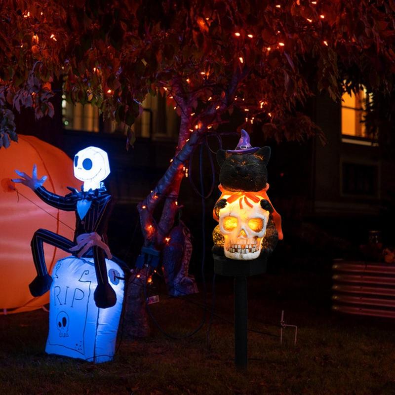 

Солнечный Хэллоуин Колышек Свет Водонепроницаемый Череп Ландшафтные Огни Дорожки Декорация Черный Кот Ландшафтное Освещение на Солнечной Батарее Для CHINA