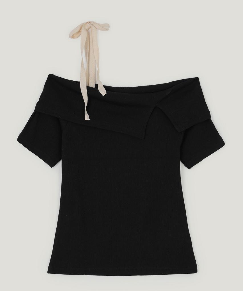 Teuwi Petite Strap One-Shoulder Short Sleeve T-Shirt