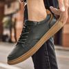 Fashion Genuine leather men's board shoes Trendy minimalist design style Daily outdoor leisure walking and exercise Handsome Black shoes