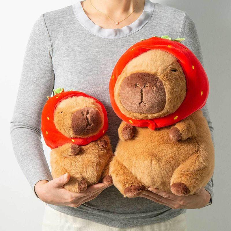 Capybara Plush with Strawberry Hat 23cm