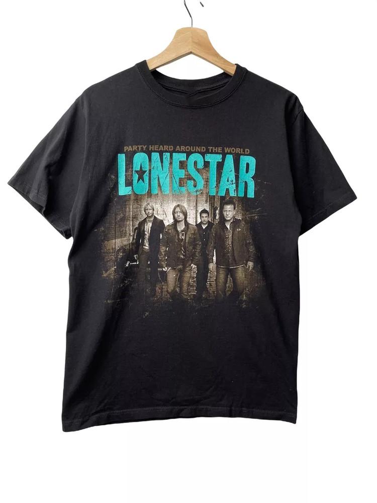 Vtg Lonestar Band party heard around the world Cotton Black Shirt Unisex T-Shirt M