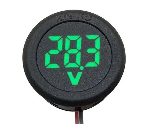 Waterproof Round Voltmeter Car Voltmeter Round Universal Two Wire Panel Voltage Meter DC 4-100V LED Digital Display Meter Head