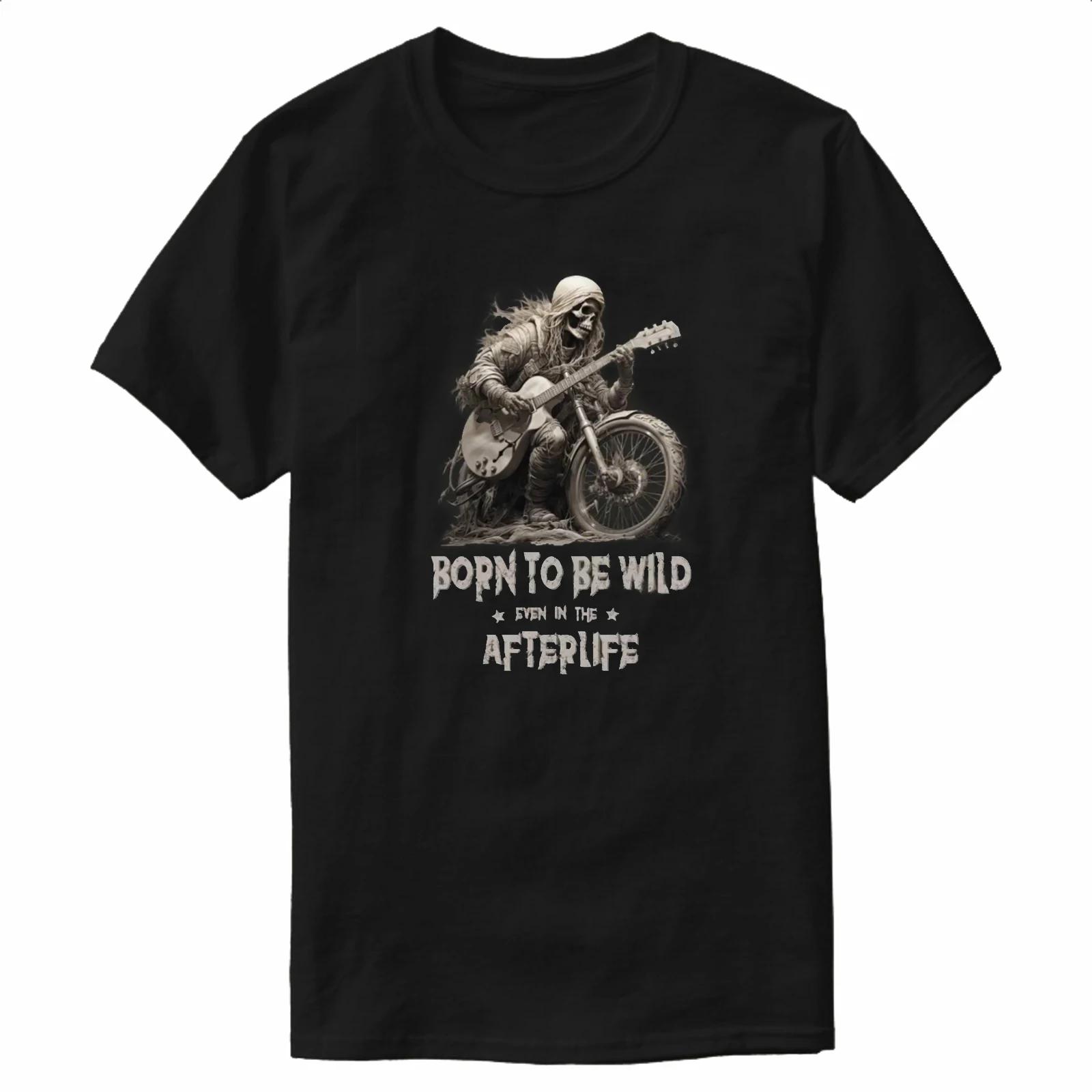 Vintage Skeleton Guitarist on Motorcycle Born To Wild Motorcyclist TShirt 100 Cotton ONeck Short Sleeve Casual Mens Tshirt S