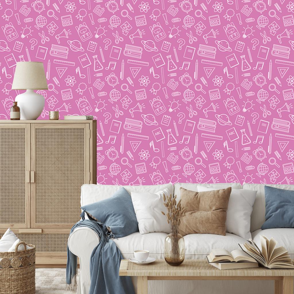 Wallpaper School Supplies Powder Pink Background, Powder Pink Center 50x1000
