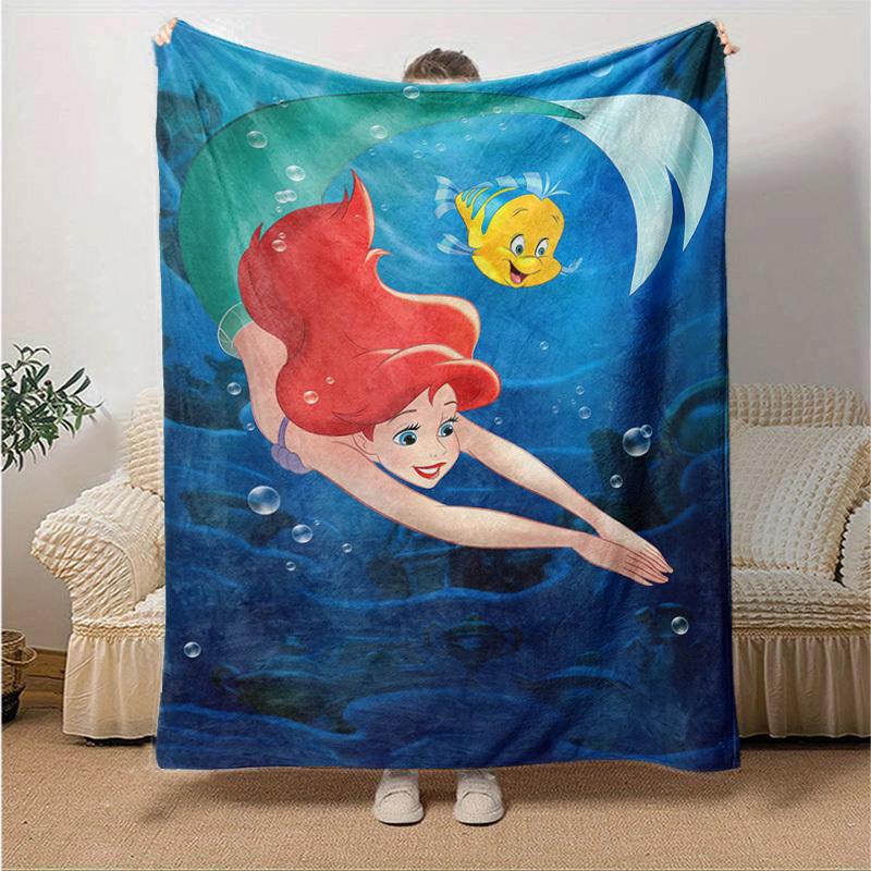 1 Stück, Disney Prinzessin Arielle Meerjungfrauenflosse Decke Heimdekoration, Sofadecke, Outdoor-Decke, Geschenk für Freunde, Flanell-Tagesdecke