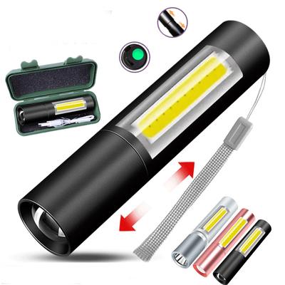 Mini LED Flashlight USB Rechargeable COB Flashlight Waterproof Lighting USB Charging Portable COB Lights Outdoor Lighting New LED Light Flashlight