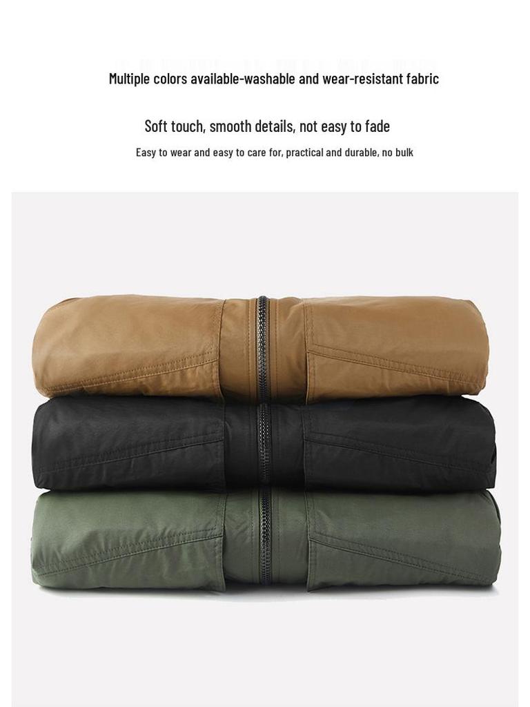 Men's Flight Jacket: Winter Thickened Velvet, Detachable Lapel, Outdoor Casual Style for Autumn & Winter