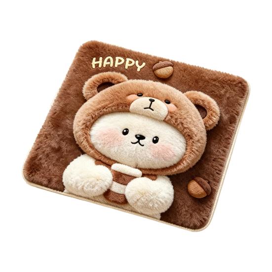 Cute Puppy Pattern Pad Plush Animal Chair Pad, Square Cozy Seat Cushion, Cat Pattern, 15.8 Comfortable Office Cushion x Inch with Non-Slip Backing for