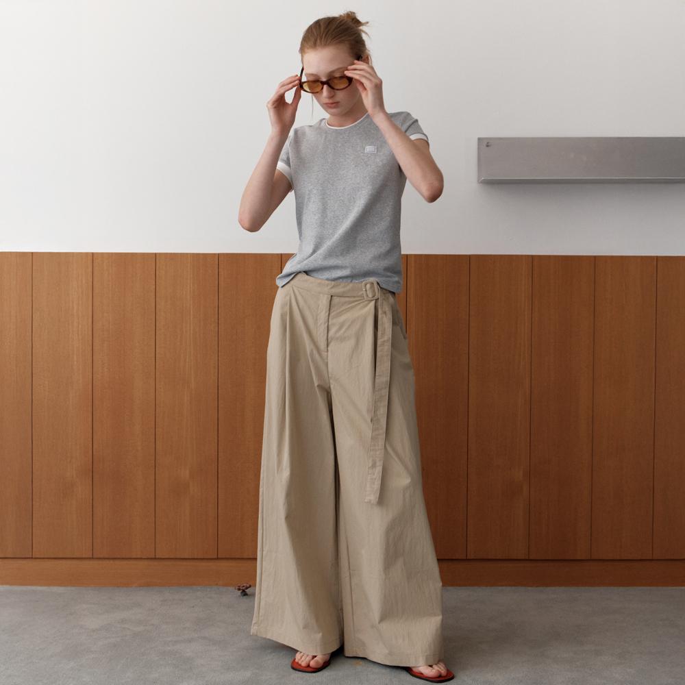 Elssibeui Pin-Tuck Wide Belted Pants_Beige