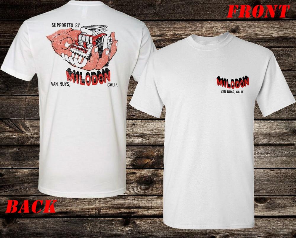 

Mens Retro Hot Rod Tee T Shirt Drag Race Racing Speed Shop Milodon Van Nuys 4XL
