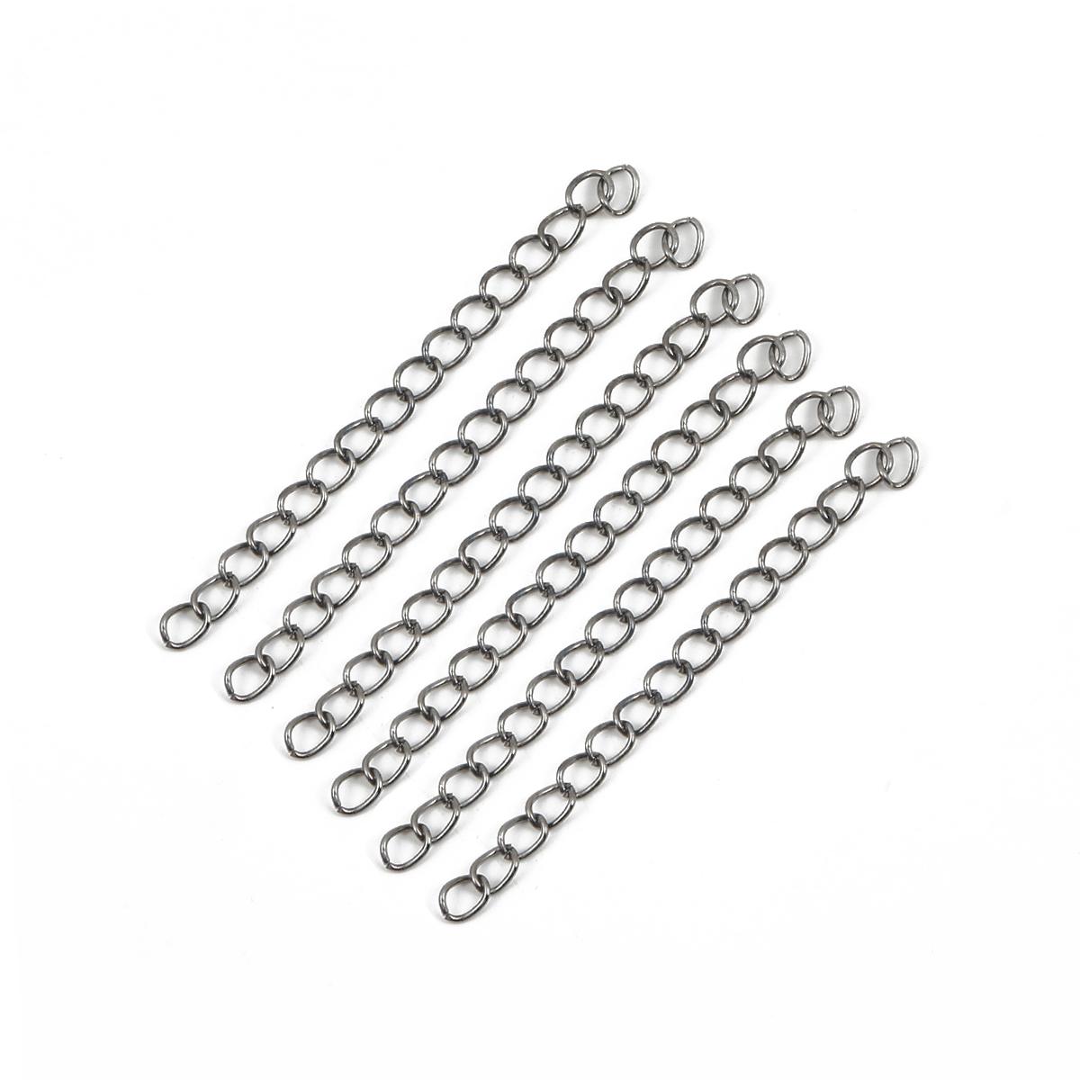 

50 шт./пакет, 50/70 мм, ожерелье, удлинительная цепочка для браслета, подходят застежки-лобстеры, покрытый хвостовой соединитель, цепь, сделай сам, изготовление ювелирных изделий 4x70mm чёрный