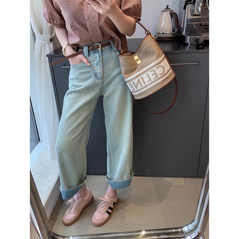 

2023 Summer Women s Fashionable Loose Wide-Leg Straight Jeans - Korean Style, Versatile & Age-Reducing S