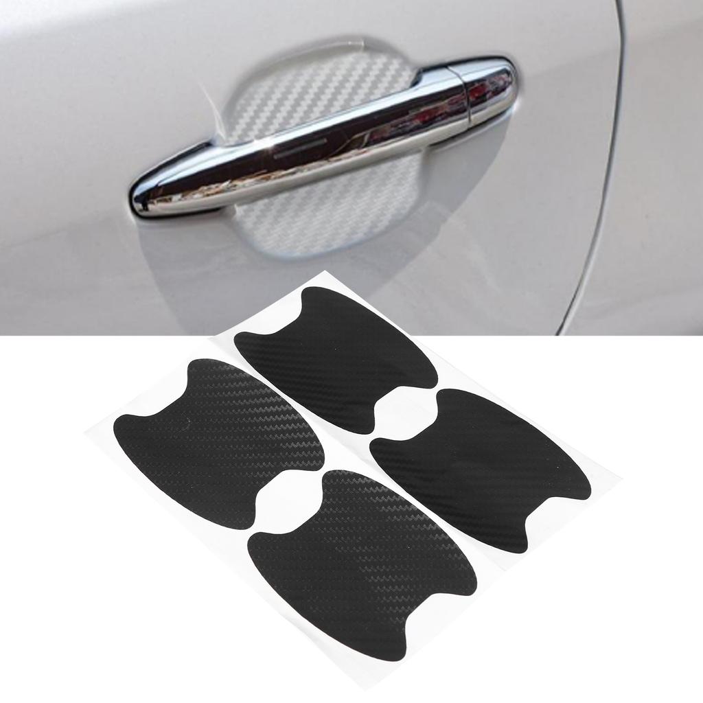 4pcs Door Handle Bowl Cover Trim Carbon or Anti Scratch Stickers for Car Truck (Black )