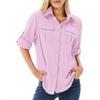 Camicia da Donna Casual a Maniche Corte Traspirante, Elastica, Asciugatura Rapida, con Zip, Colletto Reversibile e Tasca