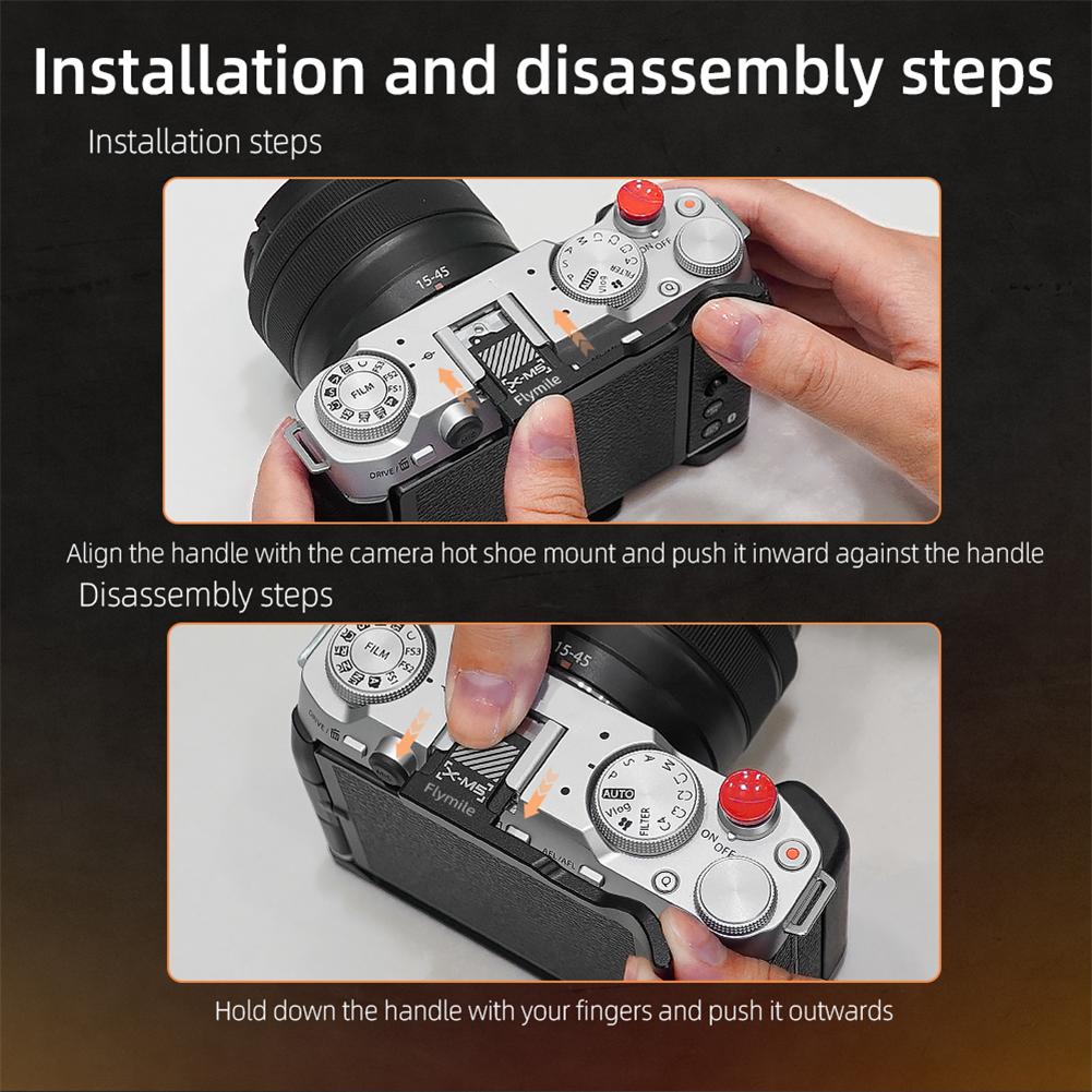 Aluminum Alloy Thumb Grip with Shutter Release Button Built-in Silicone Pads Hot Shoe Cover for Fujifilm X-M5 Camera Accessories