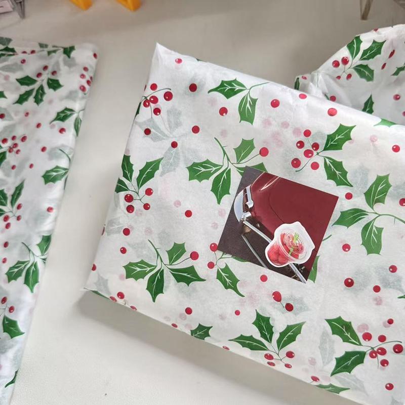 WTEMPO 40 Sheets 35*50CM Christmas Gift Wrapping Paper Christmas Series Pattern Printed Packaging Paper for Holiday Decorations and Gift Box Filling