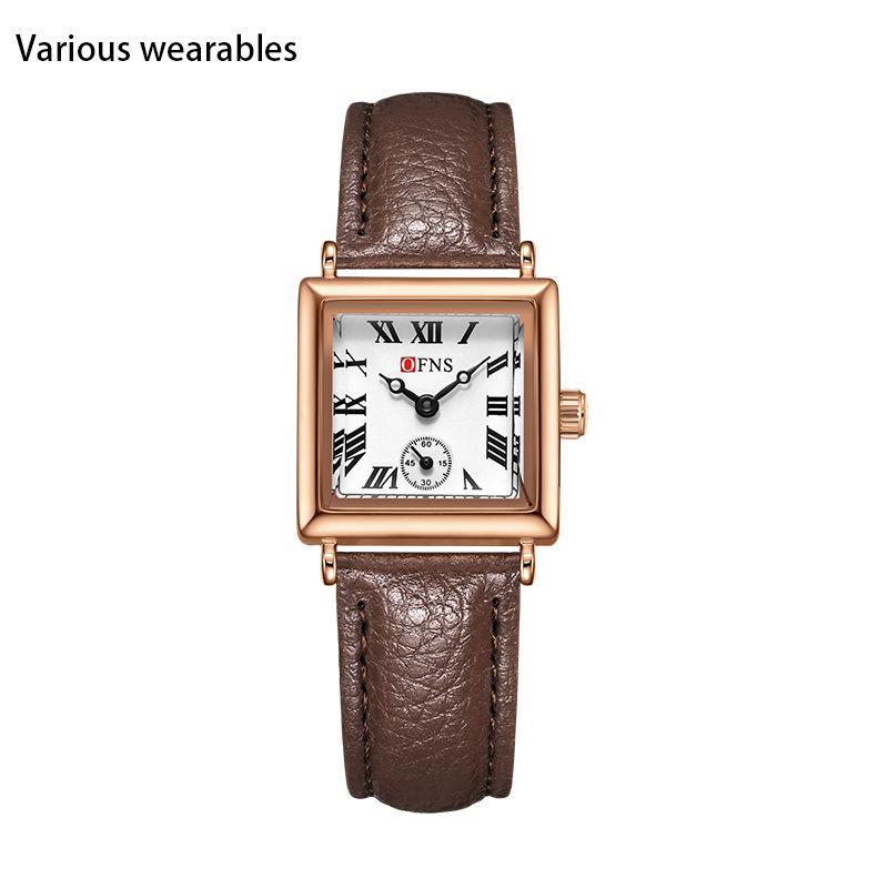 

Кварцевые часы с двумя с половиной стрелками, простые нишевые часы с квадратной римской шкалой, кварцевые женские часы