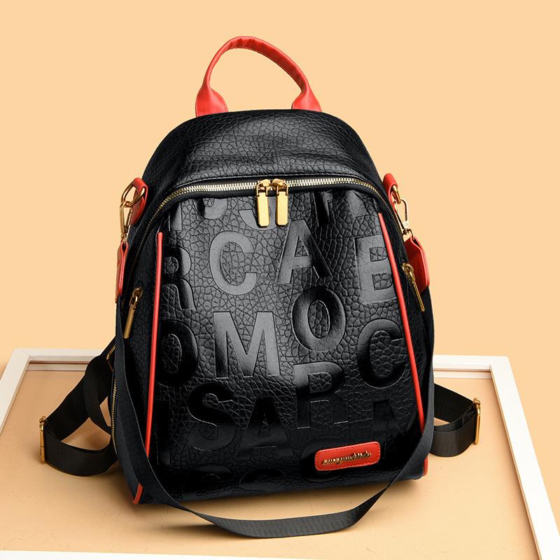Schoolbag Premium Sense Embossed Letter Backpack Women's 1011 New Fashion Commuter Women's Backpack Versatile Large Capacity Schoolbag
