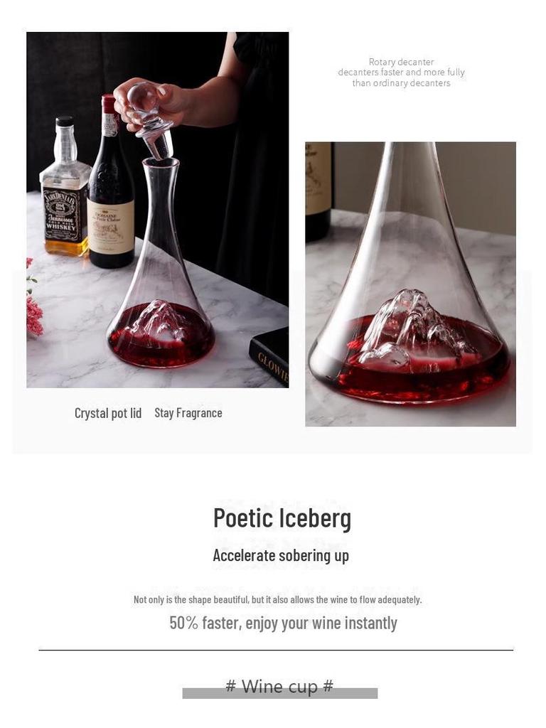 Jinshan Crystal Decanter with Iceberg Base - Customizable Logo for Hotels and Clubs