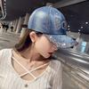 Baseball Cap Women Rhinestone Letter Baby Fashion Denim Street Dance Hat Cowboy Sun Cap Club Retro Trendy Sunshade Casual