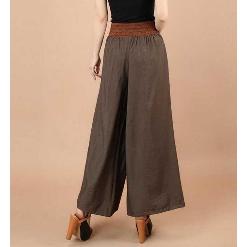 Plus Size Wide Leg Trousers Vintage High Waist Belt Causal Bandage Women's Pants Casual Large Size Pantalon Femme