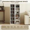 Set of 2 CD Media Display Shelf Unit Tower Rack with Adjustable Shelves, High Gloss White
