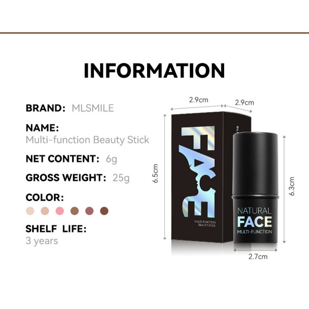 MLSMILE Brightening Shadow Stick, Three-dimensional Makeup, Brightening Skin Tone, European and American High-gloss Blush, Contouring Stick