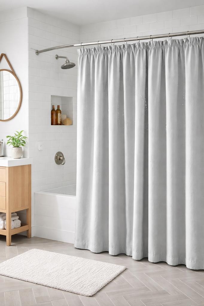 Bathroom Curtain 200X260 Waterproof Light Gray Shower Curtain for Tunnel
