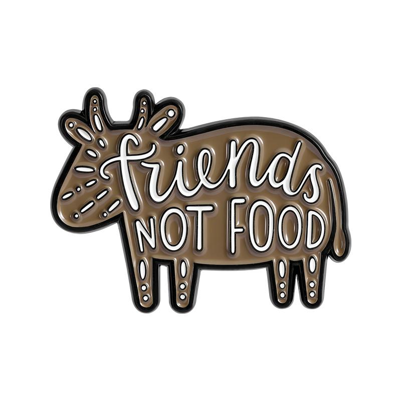 Vegan Inspired Enamel Pins Cute Animal Veganism Friends Not Food Brooches Lapel Badges Cartoon Jewelry Gift for Friends