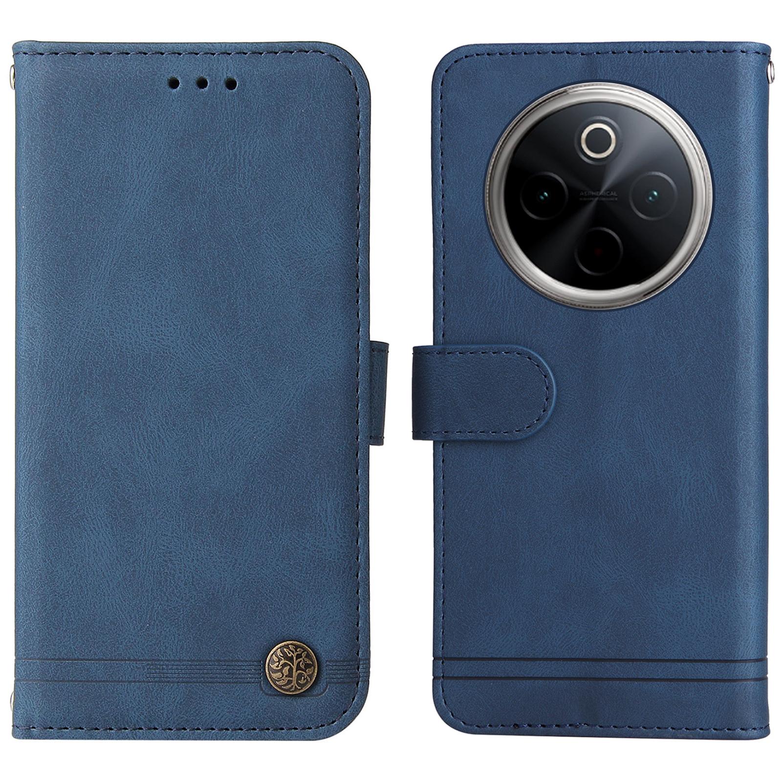 

Для vivo Y300 Pro 5G Кожаные чехлы-кошельки Чехол для телефона с тактильным покрытием Подставка с ремешком Blue