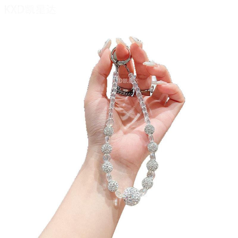 High-End Strasskugel Handykette Ins Mode Damen Handgelenk Hängende Dekoration Handyhülle Anhänger Glänzende Strass Perlen Hängekette
