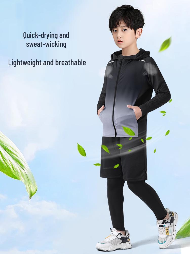 Autumn Quick-Drying Sports Suit: Boys' Basketball & Football Training Outfit with Tight-Fitting Winter Fitness Clothes for Teens