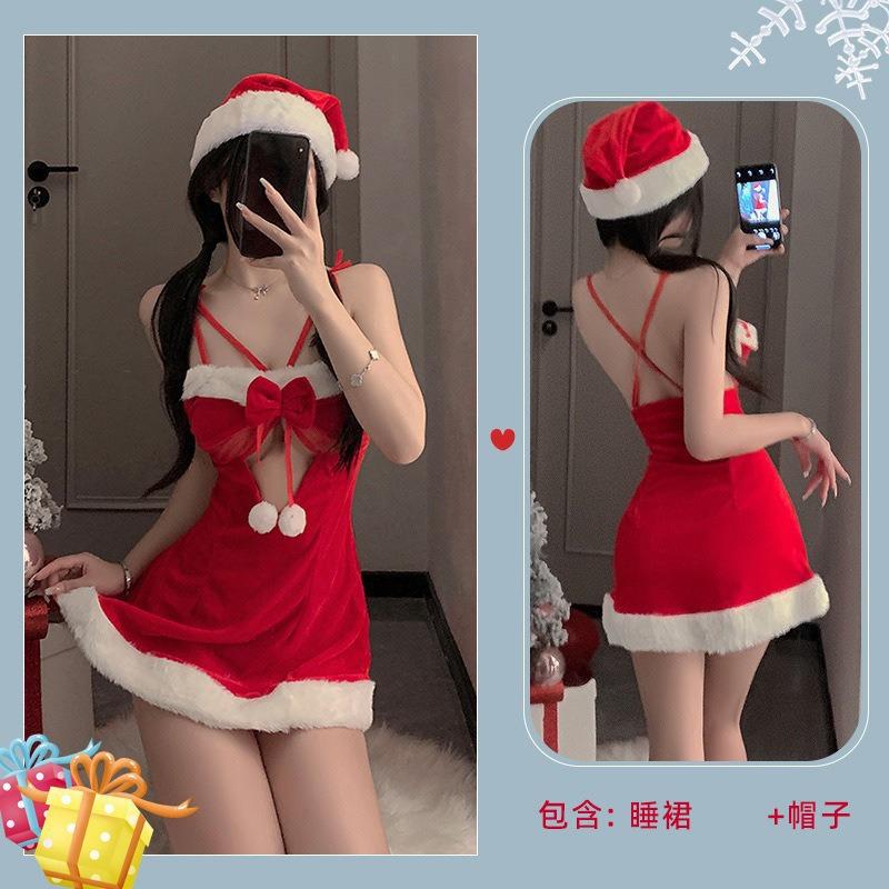 Sex Underwear Sexy Tube Top Plush Christmas Dress Flirting Cosplay Pure Desire Buttocks Short Skirt Sex Dress