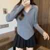 Irregular Base Shirt Spring and Autumn Shoulder Slimming Thin T-shirt Top