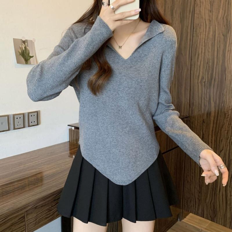 Irregular Base Shirt Spring and Autumn Shoulder Slimming Thin T-shirt Top