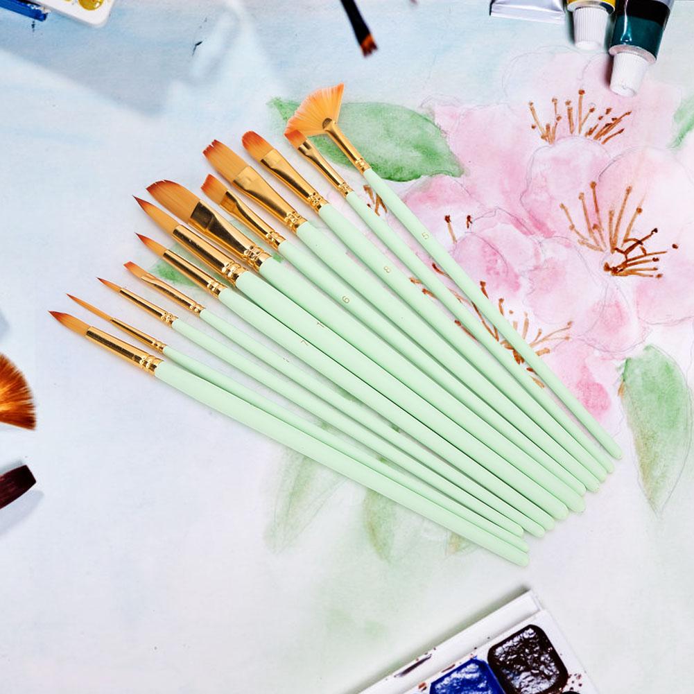 12PCs Nylon Brush Set Watercolor Brush Painting Tool Art Supplies for Craft Collection12PCs  Matt