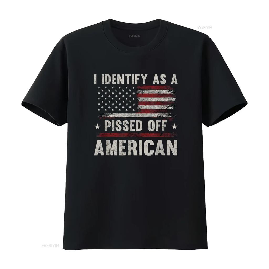 I Identify As Pissed Off American Vintage Flag T Shirt vintage Washed Unisex Top For Everyday Wear Stylish designer clothes