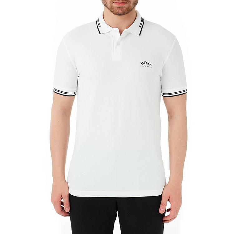 HUGO BOSS Polo Shirts Men's White Polo Collar Moderate Straight Fit 50412675-115