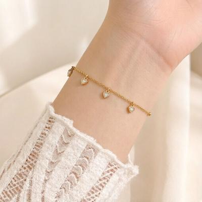 Adjustable Love Pendant Bracelets Non Tarnish Foot Chain Trendy Women's Bracelet  Birthday Gifts