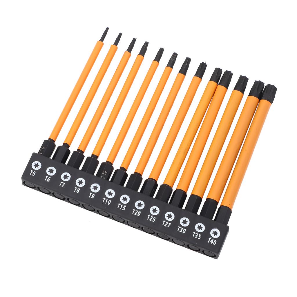 13 Pcs Star Screwdriver Bit Set 100mm T5-T40 1/4 Inch Hex Shank S2 Alloy Steel Star Bits with Storag