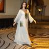 AB053 Dubai Beaded Sequin Jalabiya: Women's Embroidered Long Robe for Eid al-Fitr.