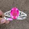 Pink Rubillite Gemstone Handmade 925 Sterling Silver Cuff Bangle Adjustable KKG-221