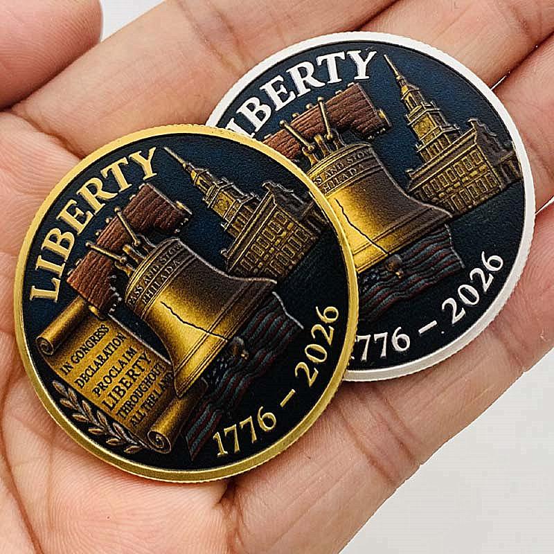 United States 1776-2026, Zinc Alloy, Gold-plated, Eagle Commemorative Medal, Creative Bell, Coin, Commemorative Coin