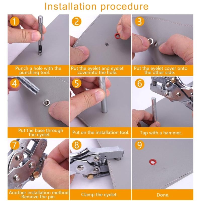 700x 12 Colors Eyelet Set Eyelet Pliers Set with Installation Tool Inner Diameter 5mm Grommet Tool Set for Clothing